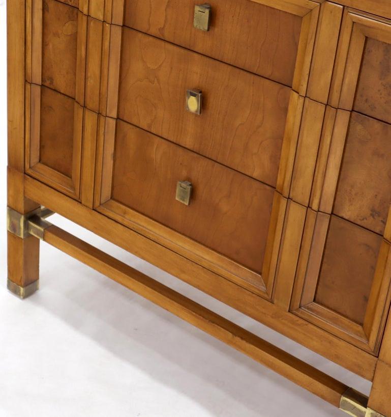 Travertine Top Three Drawers Bachelors Chest with Brass Pulls and Accents