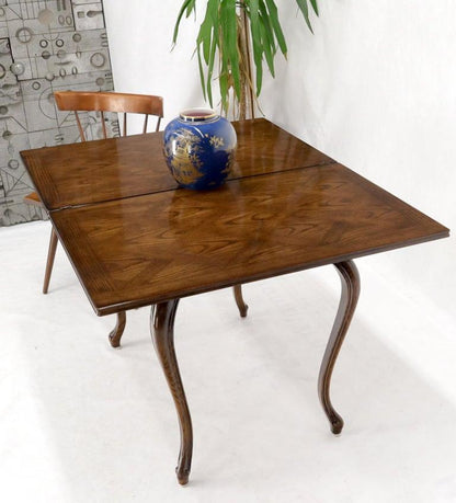 Henredon Cabriole Leg Parquet Flip Top Console to Dining Table