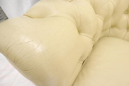 Cream Tufted Leather Chesterfield Sofa