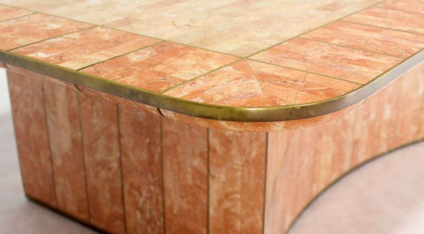 Maitland Smith Tessellated Stone Brass Mid Century Modern Rectangle Coffee Table