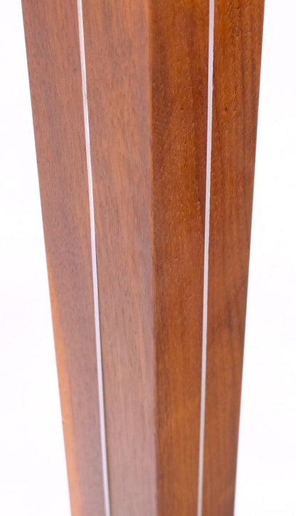 Pair Walter Von Nessen for Nessen Studios Walnut Inlaid Chrome Tower Table Lamp