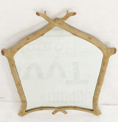 Faux Twig Dome Shape Frame Wall Mirror Artist Signed Carol Canner