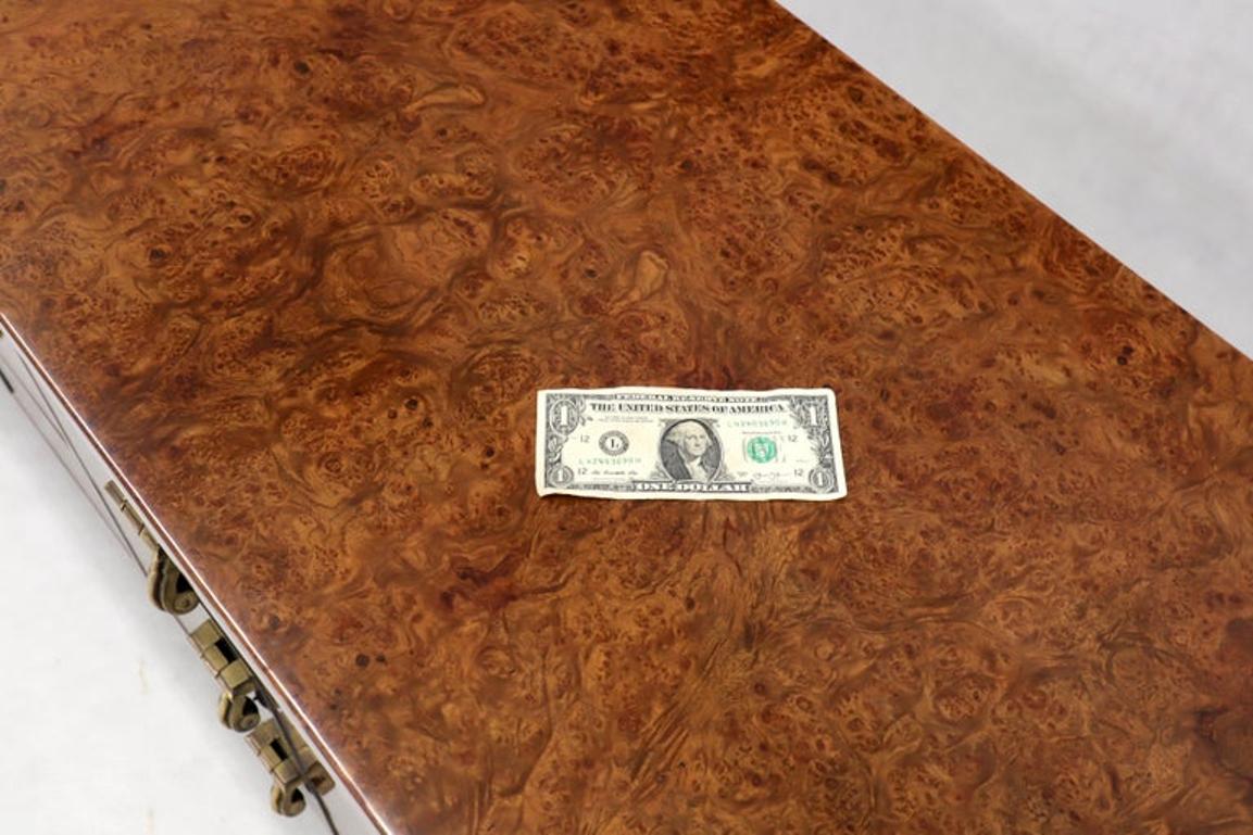 Mastercraft Burl Wood and Brass Hardware Long 9 Drawers Credenza Dresser