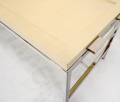 Lacquered Parchment Tray Stainless Steel Base Coffee Table
