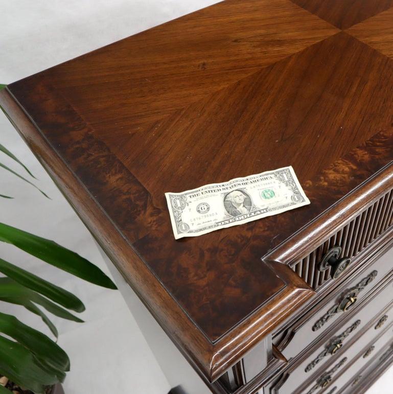 Pair of Tall 6 Drawers Burl Wood Dressers
