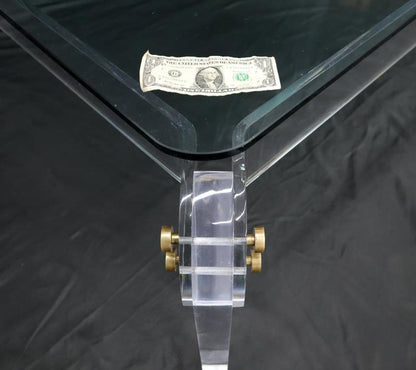 Large Lucite Base Square Glass Top Coffee Table