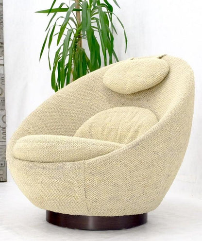 Mid-Century Modern Oval Egg Shape Pod Chair w/ Adjustable Head Rest on Band Base