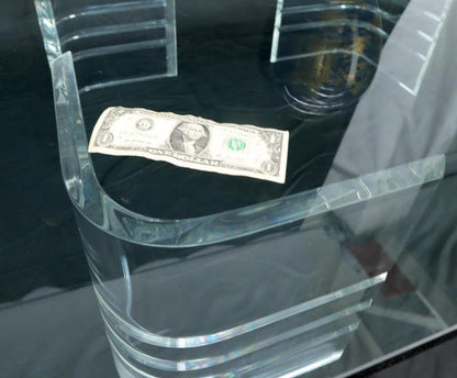 Large Wide Rectangle Rounded Corners Thick Glass Coffee Table