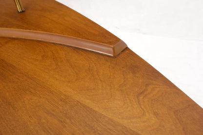 Organic Kidney Comma Shape Two-Tier Glass Top Brass Leg Walnut Coffee Side Table