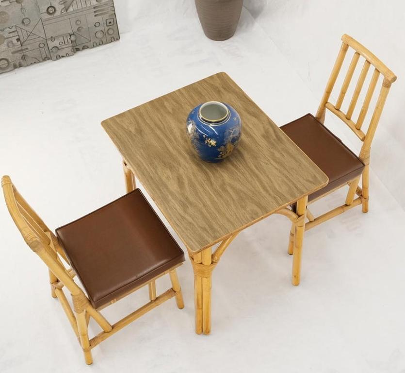 Petit Bamboo Rattan Reed Two Chairs Dinette Table 3 Piece Dining Small Table