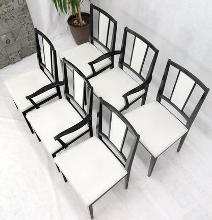 Set of Six Ebonized Cerused Walnut Dining Chairs