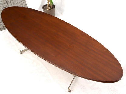 Extra Long Oval Dark Walnut Dining Conference Table on Stainless Chrome Base