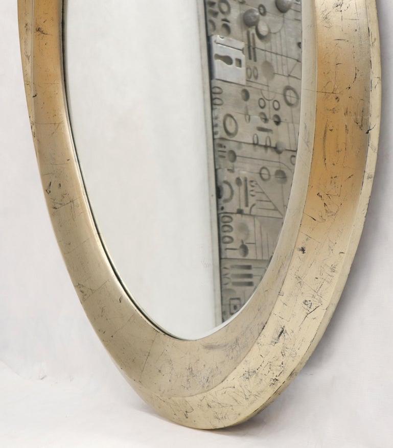 Oval Art Nouveau Style Silver Leaf Mirror