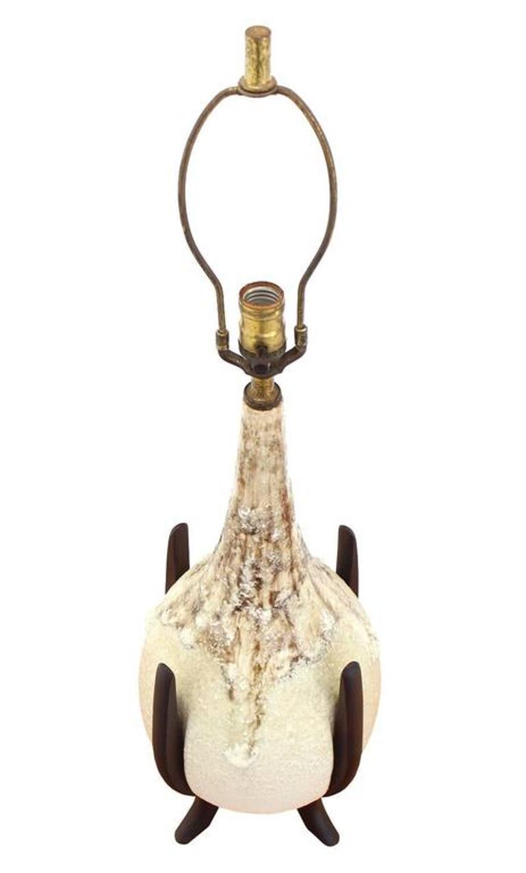 Large Art Pottery Dripping Pattern Table Lamp