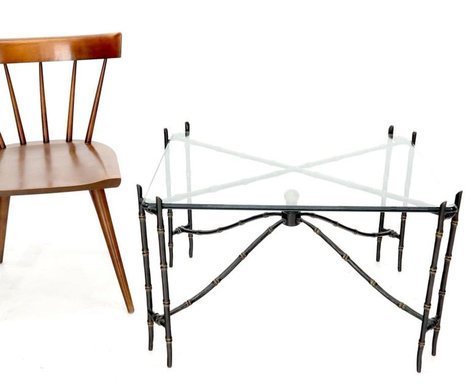 Bronze Faux Bamboo Glass Top Rectangular Coffee Table