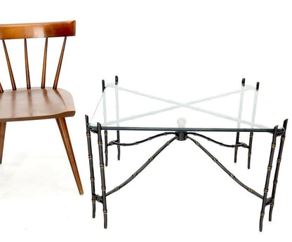 Bronze Faux Bamboo Glass Top Rectangular Coffee Table