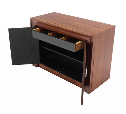 Art Deco Mid Century Modern Double Door Large Hardware Walnut  Server Cabinet