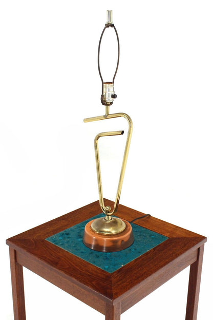 EstablishedLines Sculptural Bent Brass Tube Paper Clip Shape Table Lamp Fontana Arte Style MINT
