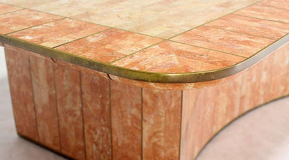 EstablishedLines Maitland Smith Tessellated Stone Brass Mid Century Modern Rectangle Coffee Table