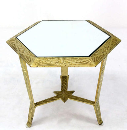 Fine Mid Century Modern Art Deco Hexagon Top Star of David Base Side End Table