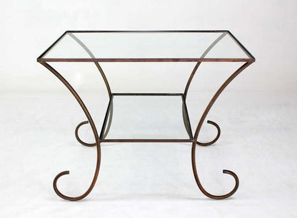 EstablishedLines Large Deco Style Solid Brass Serving Console Hall Table circa 1930s Nice Patina