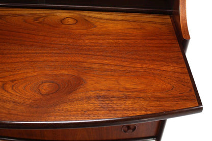 EstablishedLines Danish Teak Pull Out Desk Secretary Desk Bachelor Chest Bookcase Bow Front MINT!