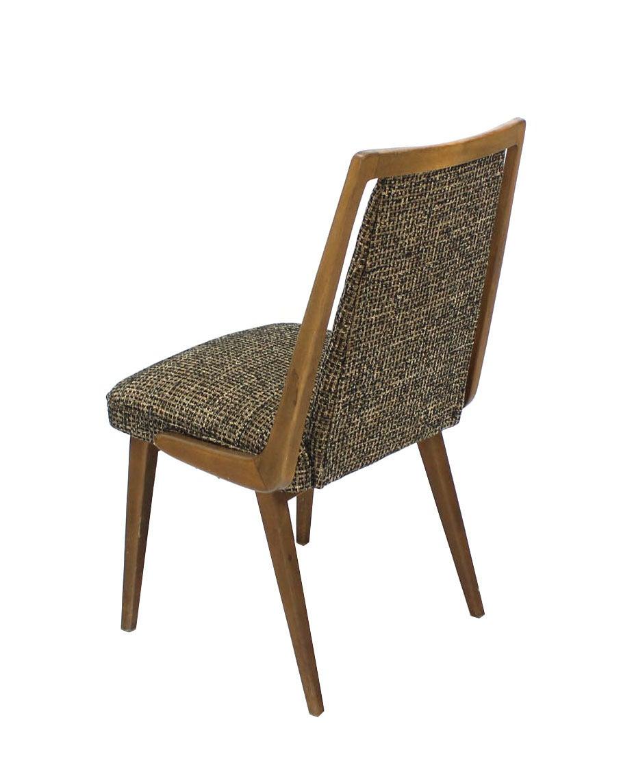 EstablishedLines Set of Four Mid-Century Modern Blond Wood Side Dining Chairs New Upholstery MINT