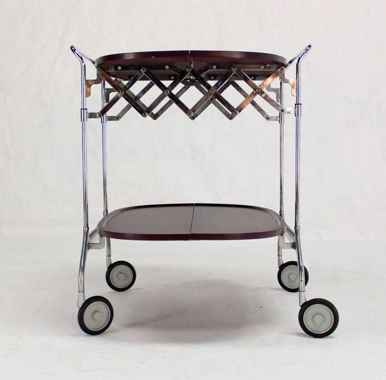 EstablishedLines Mid-Century Modern Folding Stow Away Serving Cart Table on Wheels by Cartel MINT