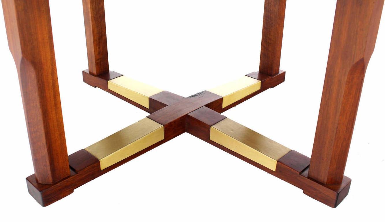 EstablishedLines Mid Century Modern Walnut X Base Inlayed Octagon Shape Coffee Table MINT!