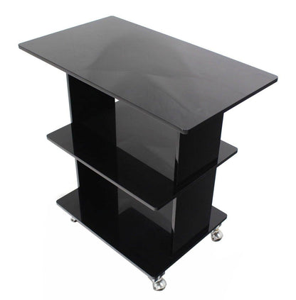 EstablishedLines Smoked Lucite Rolling 3 Level Tier Cart Serving Side End  Table Stand on Wheels
