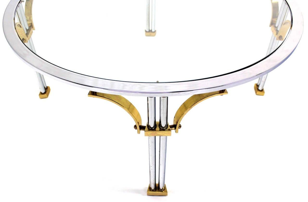 EstablishedLines Italian Mid Century Modern Chrome Brass Glass Top Round Coffee Table MINT!