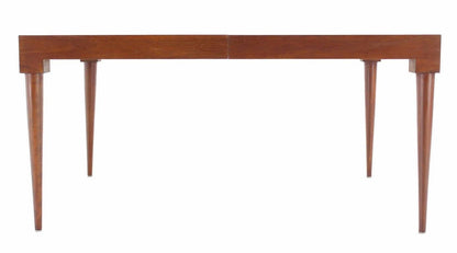 Danish Mid Century Modern Teak Tapered Legs Dining Conference Table Two Leaves