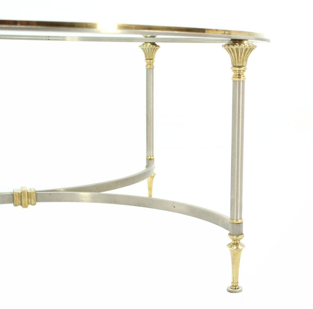 EstablishedLines Mid Century Italian Modern Round Glass Top Brass Chrome/Pewter Coffee Table MINT