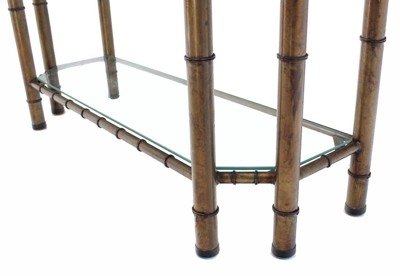 Metal Faux Bamboo Two Tier Bottom Shelf Medium Size Console Sofa Table Mint!