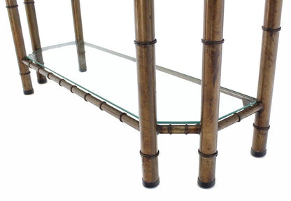 Metal Faux Bamboo Two Tier Bottom Shelf Medium Size Console Sofa Table Mint!