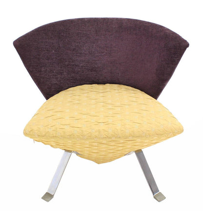 Pair of Saporiti Italian Mid Century Modern Fan Back Two Tone Lounge Chairs MINT