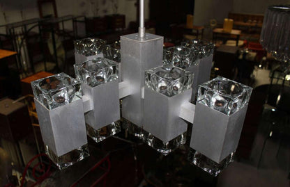 EstablishedLines Gaetano Sciolari Mid-Century Modern Seventeen Light Ice Cube Chandelier MINT!
