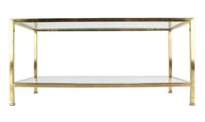 EstablishedLines Mid Century Modern Solid Polished Brass  Square Tube Rectangular Coffee Table