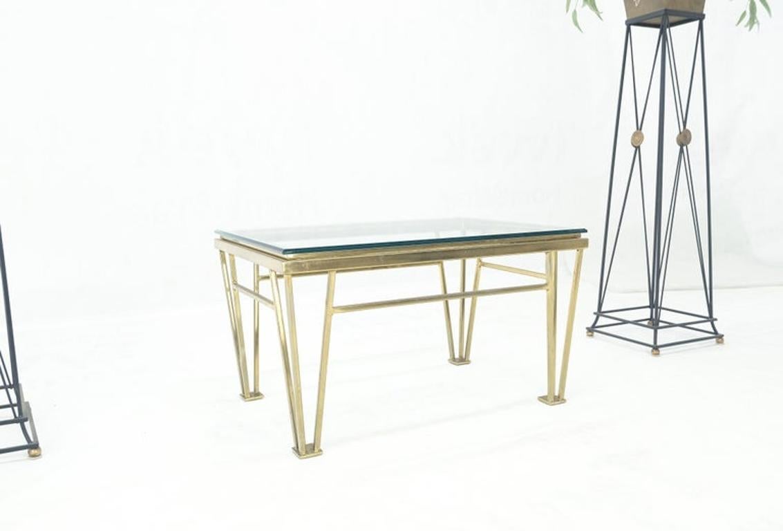 EstablishedLines Geometric Frame Style Legs  Rectangular Brass Plated Side Table w/ Glass Top