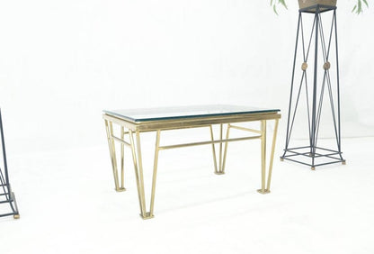EstablishedLines Geometric Frame Style Legs  Rectangular Brass Plated Side Table w/ Glass Top