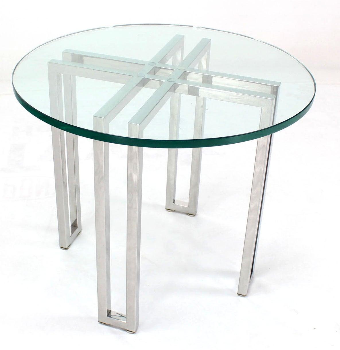 EstablishedLines Mid Century Modern Round Chrome Base Glass Top Side End Center Lamp Table Stand