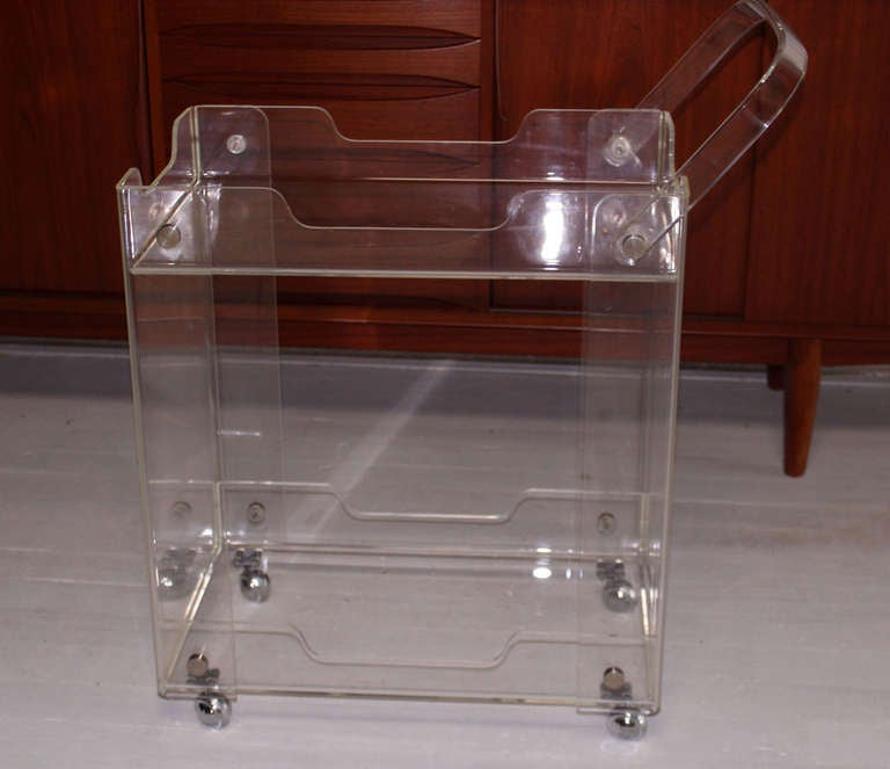 EstablishedLines Bent Lucite Studio Crafted Mid-Century Modern Tea Bar Cart on Wheels MINT!