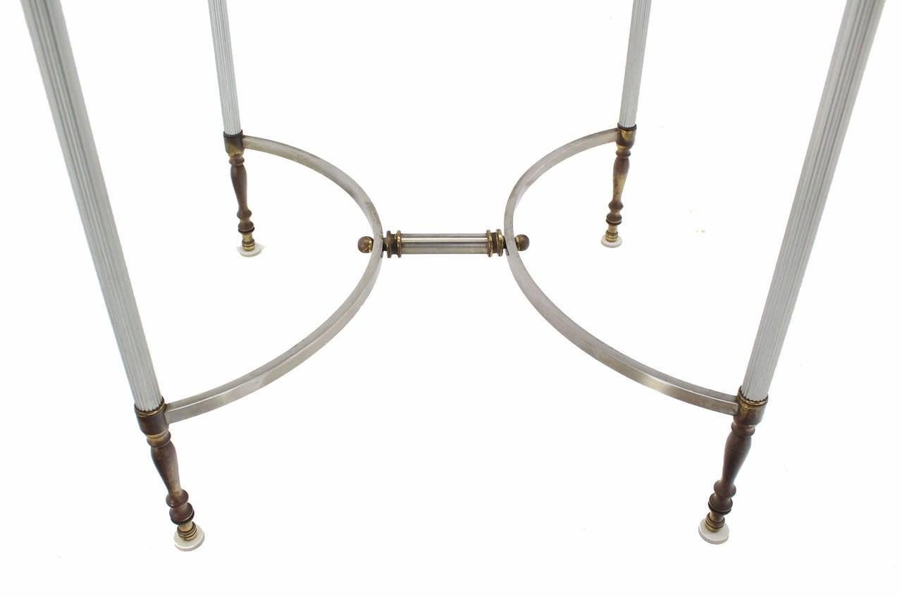 Mid Century Modern Brass & Chrome Gueridon Round Side End Lamp Table Stand MINT!