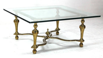 Hollywood Regency Mid Century Modern Jansen Style Square Glass Top Coffee Table