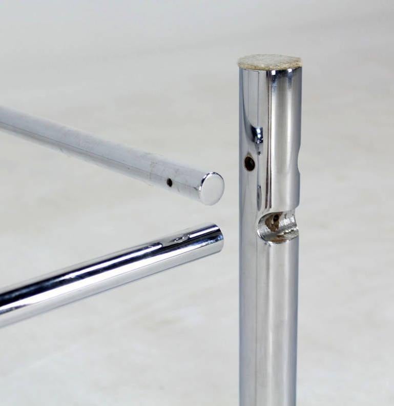 EstablishedLines Solid Chrome Base Heavy Steel Bars  Square Glass Top Coffee Center Table MINT!