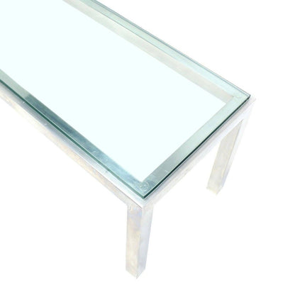 EstablishedLines Square Aluminum Profile Metal Frame Glass Top Coffee Side Table Long Rectangle