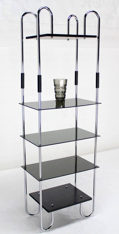 Mid Century Modern Tinted Smoked Lucite Shelves Bauhaus Style Etagere Wall Unit