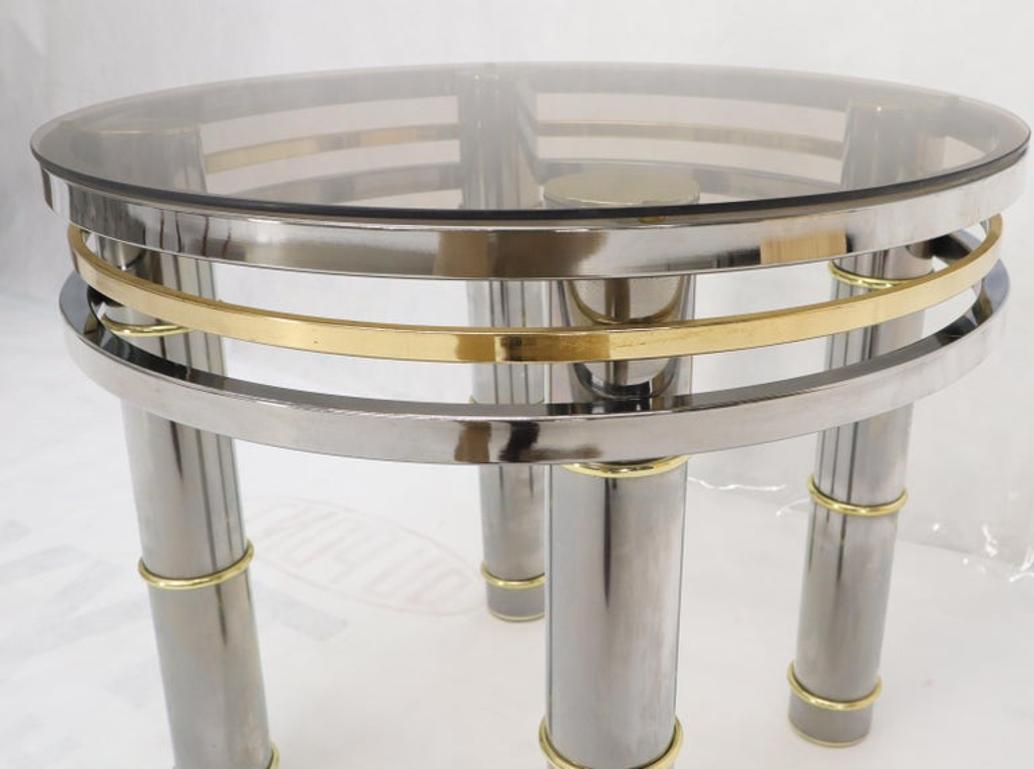 Chrome Brass Smoked Glass Round Side Table Stand