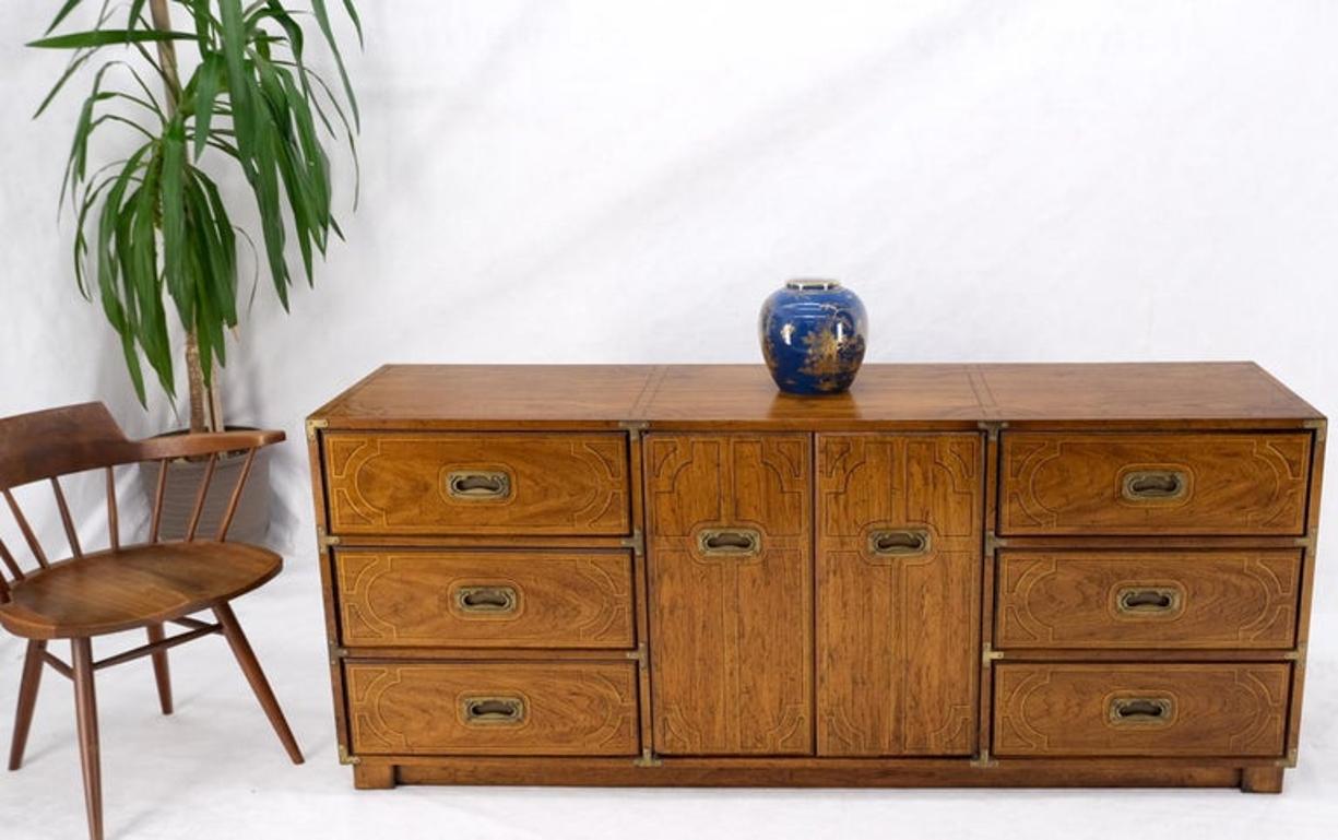Campaign Style 9 Drawers Two Doors Compartment Paint Decorated Dresser Credenza