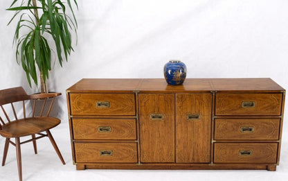 Campaign Style 9 Drawers Two Doors Compartment Paint Decorated Dresser Credenza